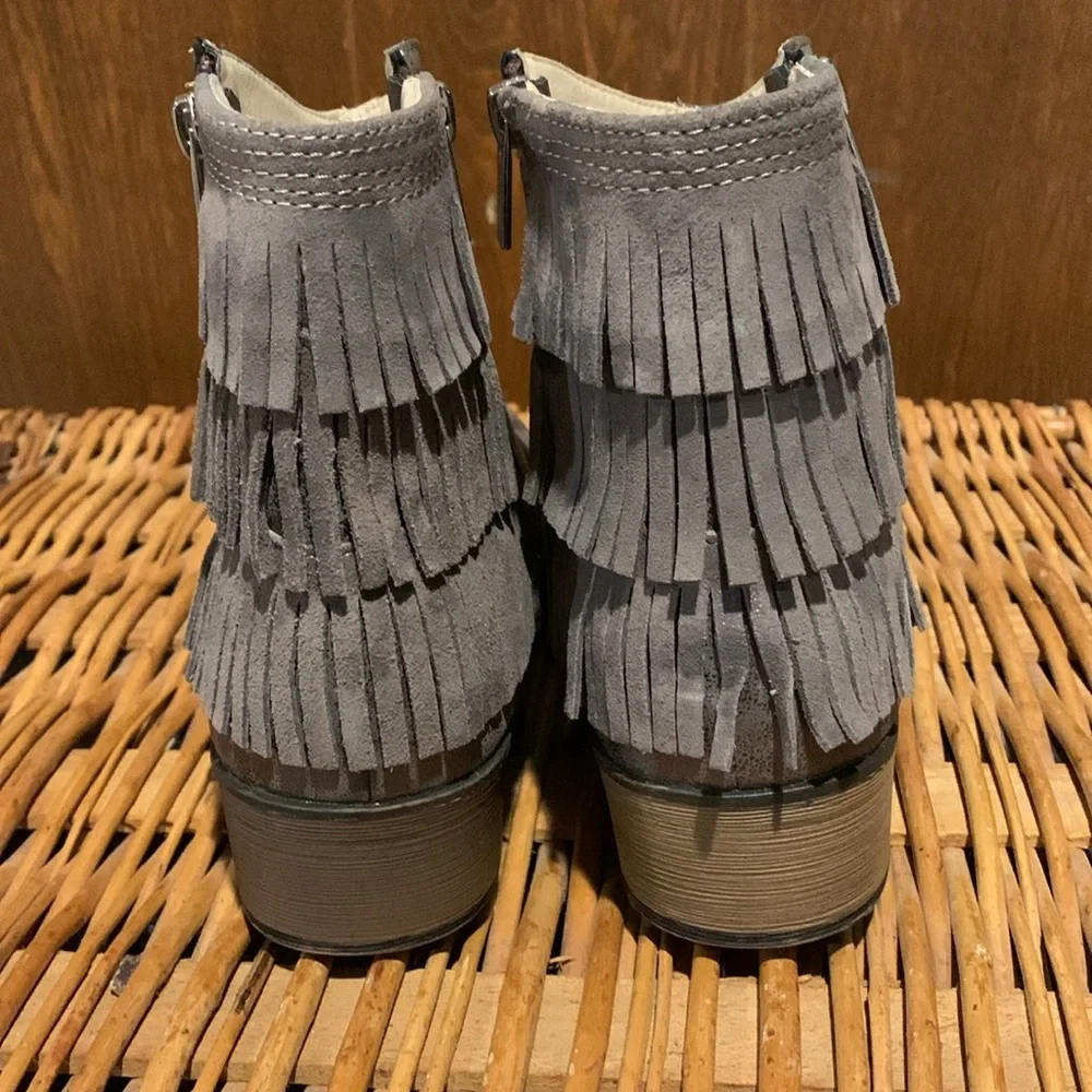 Bronze Kenneth Cole Fringe Boots Booties - Picture 3 of 5